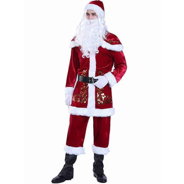 iZHH Christmas Cute Men Suit Belt Hat Xmas Clothes Pants Santa Claus Set 